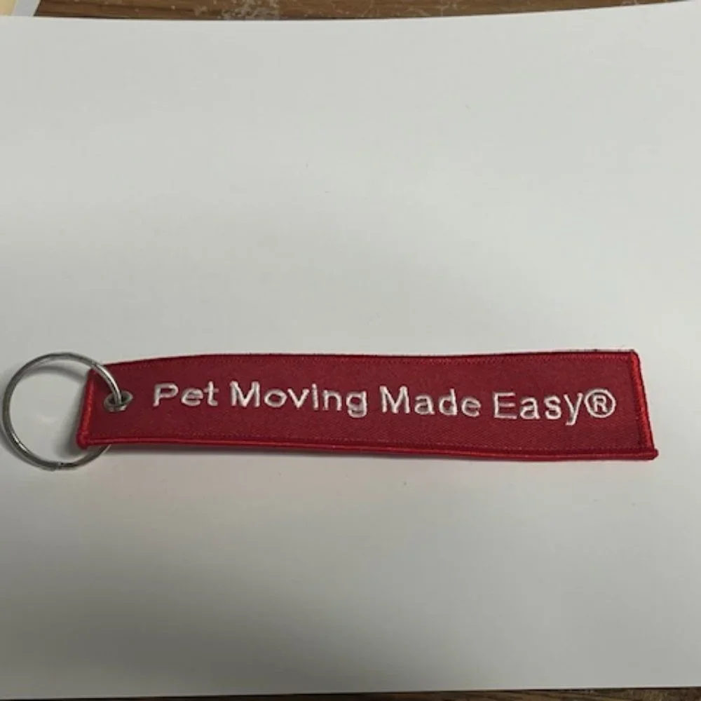 Air Animal Pet Movers Embroidered Red/White Luggage Tag Keychain 5.75